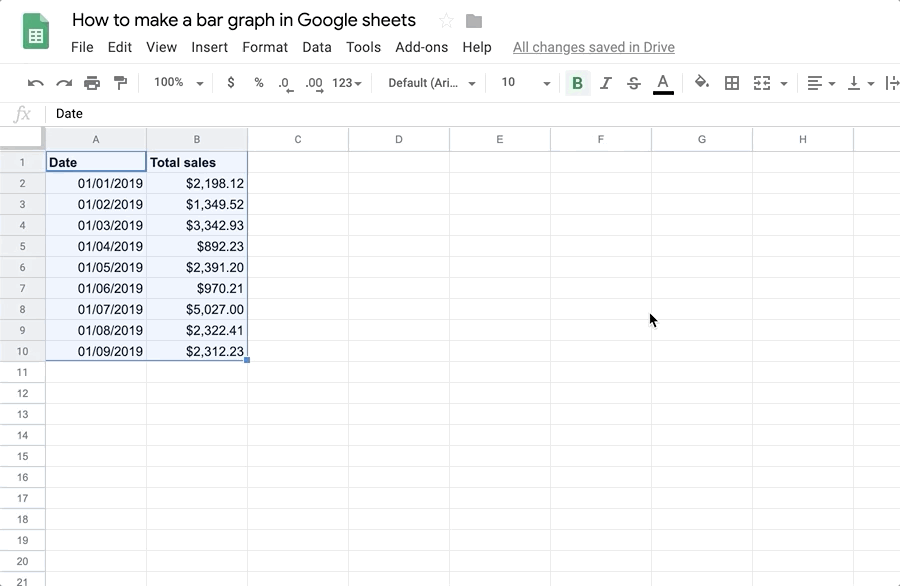 Inserting a chart