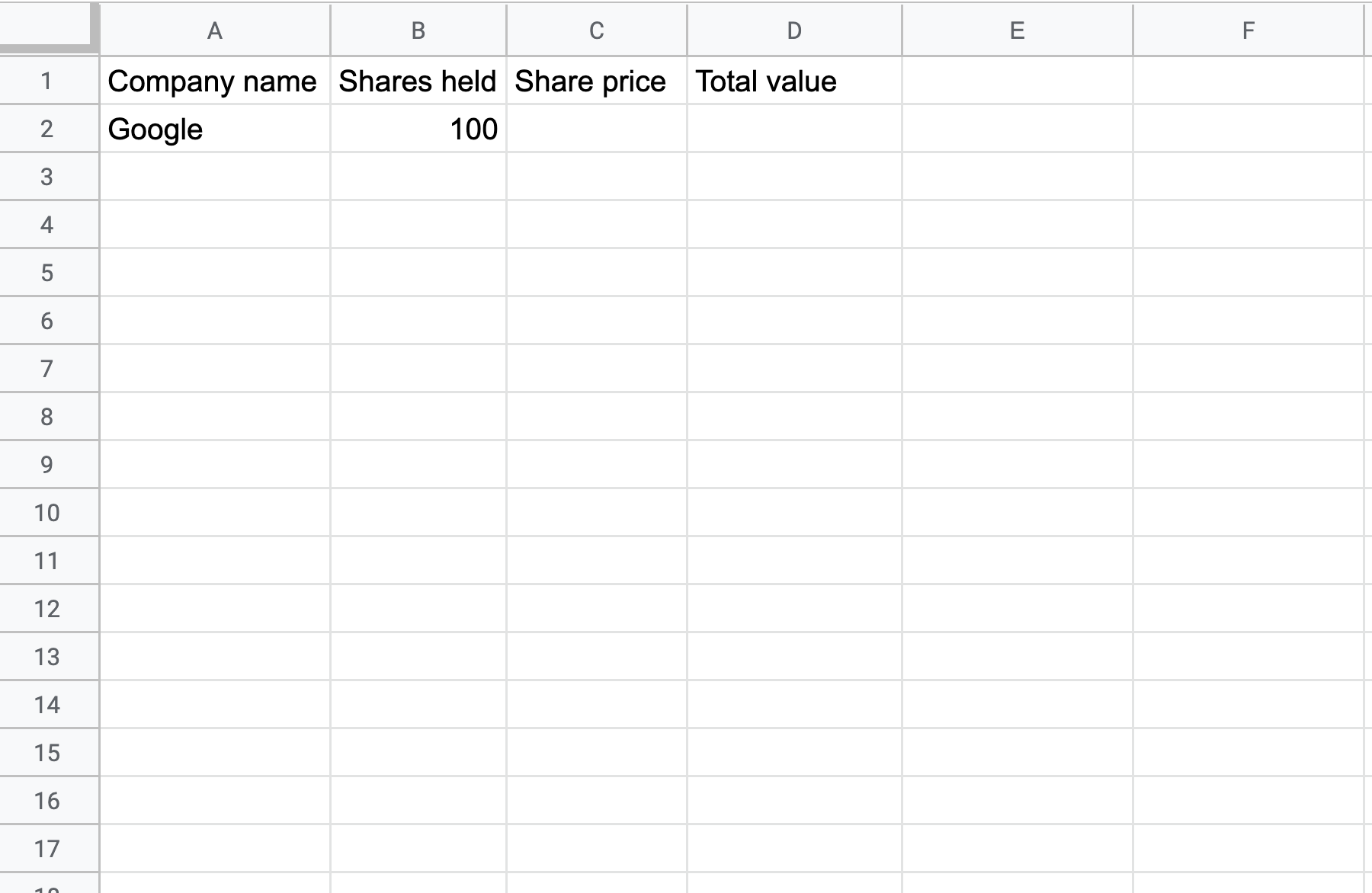 Setup your Google sheet for checking stock data