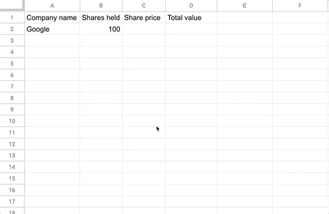 Use Google finance function to get stock price in Google sheets
