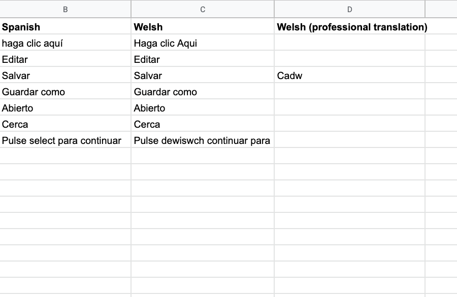 Add a translation column to google sheets where a professional translator can add their translation