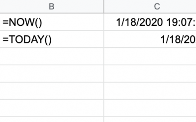 Date and time function examples in Google docs